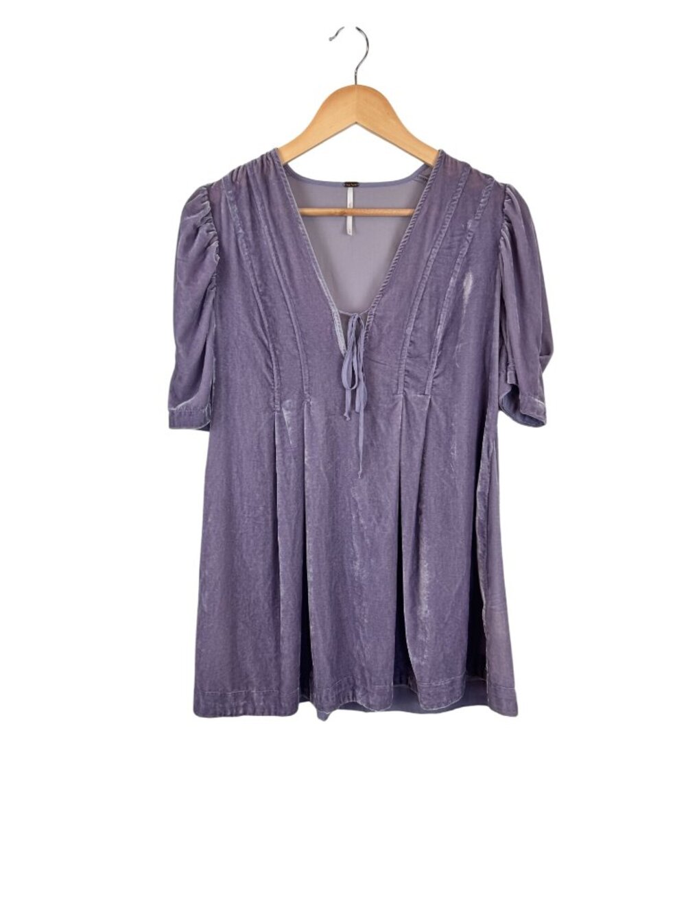 NEW Free People Adelle Velvet Tunic Top Violet Fog Size S Fairy Boho